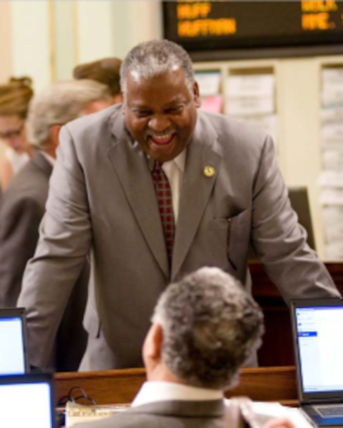 Swanson in moment of levity with fellow Assemblyman